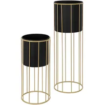 ML-Design Blumenständer 2er Set 21 x 46,7 / 24 x 70,5 cm Schwarz-Gold