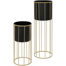 ML-Design Blumenständer 2er Set 21 x 46,7 / 24 x 70,5 cm Schwarz-Gold