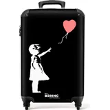 NoBoringSuitcases.com Handgepäck Koffer 55x35x20 cm 36L, Bunte Graffiti-Drucke: Schwarz) - Banksy-Stil, Reisekoffer, mit Rollen,