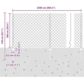vidaXL Zaun mit Pfosten 1 x 25 m Grün/Stahl