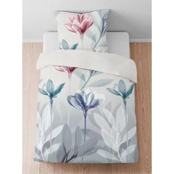 Bettwäsche BIBERNA Gr. 1, blau (aqua), B/L: 135cm x 200cm, Seersucker, B/L: 80cm x 80cm, Seersucker, 100% Baumwolle, Bettwäsche