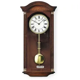 AMS Funk-Pendelwanduhr F5014/1 (Quarzuhr, Holzgehäuse, Nussbaum,Made in Germany,Wohnzimmer) braun