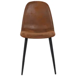 DELUKE® Esszimmerstuhl MOVI - Braun Kunstleder, Metall 88x44x51cm Esszimmerstühle Stuhl Esszimmer Küchenstühle
