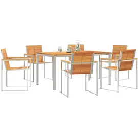 vidaXL 7-teilige Gartendining-Set Massivholz Akazie