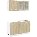 furnicato Schrank-Set Küchenzeile Sonoma-Eiche 80 x 46 x 81,5 cm mit Stauraum, (1-St) braun