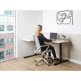 Beliani Eckschreibtisch elektrisch höhenverstellbar DESTINES Weiß / Schwarz 160 cm 109 cm linksseitig