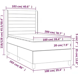 vidaXL Boxspringbett 100 x 200 cm Rosa