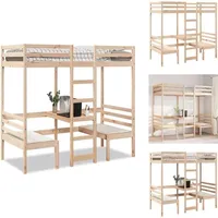 Vidaxl - Hochbett mit Schreibtisch & Stühlen 75x190 cm Massivholz Kiefer - Hochbett - Hochbetten - Etagenbett - Hochbettgestell
