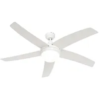 QAZQA Smarter Deckenventilator weiß mit Holzprint 132cm inkl. led