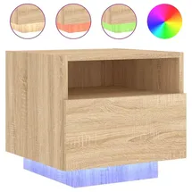 vidaXL Nachttisch mit LED-Leuchten 40 x 39 x 37 cm Eiche