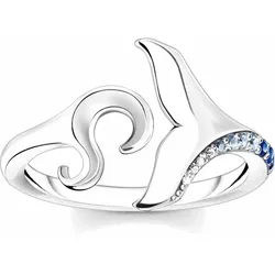 Thomas Sabo TR2385-644-1 Damenring Schwanzflosse und Welle mit Blauen Steinen, 50/15,9