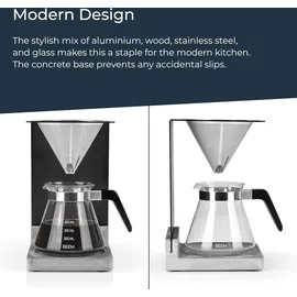 BEEM Kaffeebereiter Set Pour Over Beton 500ml Schwarz/Edelstahl