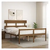 vidaXL Bett Seniorenbett mit Kopfteil Honigbraun Kingsize Massivholz braun 200 cm x 150 cm