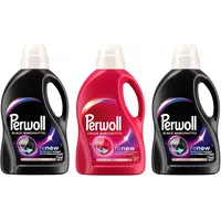 PERWOLL Flüssig-Set 3x 27 Waschladungen (81WL) 2x Black & 1x Color, Feinwaschmittel-Set reinigt sanft und erneuert Farben und Fasern, Waschmittel mit Dreifach-Renew-Technologie