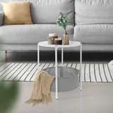 Beistelltisch mit Korb Couchtisch Tabletttisch Sofatisch Metall Ø 43cm