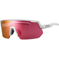 Shimano Technium L Road Fahrradbrille - Matte White - 2 - Rot/Transparent/Weiß