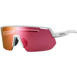 Shimano Technium L Road Fahrradbrille - Matte White - 2 - Rot/Transparent/Weiß