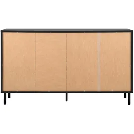 Livetastic Sideboard Schwarz, Eiche Artisan, Metall, 2 Fächer, 4 Schubladen, 160x90x40 cm, Wohnzimmer, Kommoden Sideboards, Sideboards