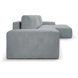 werk2 Ecksofa WERK2 "Rotterdam-L, kuschelweicher Cord oder Breitcord, L-Form, Breite 267 cm", grau, B:267cm H:85cm T:165cm, 90% Polyester, 10% Nylon, Sofas, Ecksofa, Design Ecksofa mit Schlaffunktion & Bettkasten, Cord, Grau