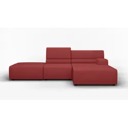 Ecksofa EGOITALIANO "Babouche, Designsofa mit außergewöhnlichem Sitzkomfort zum Wohlfühlen", rot (marsala), B:287cm H:80cm T:98cm, Luxus-Micofaser Lederoptik (100% Polyester) ist ein neues technisches Gewebe mit einem visuellen und taktilen Aspekt, der dem Nubuk sehr nahe kommt, mit innovativen Eigenschaften. Seine außerordentliche Weichheit kommt von einem exklusiven Produktionsprozess, der Unreinheiten und Unregelmäßigkeiten beseitigt. Das Ergebnis ist eine bemerkenswert samtige Faser, die durch das Vorhandensein von Körnern verstärkt wird. Von der einfarbigen Eleganz der warmen Farben und der Vielfalt an trendigen Farben, die es zu seiner eigenen Stärke und Persönlichkeit machen., Sofas