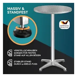 CASARIA Stehtisch 2er Set Höhenverstellbar Silber