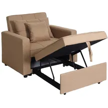 MCW Schlafsessel MCW-L90 Textil 101 x 90 x 197 cm Taupe mit Kissen