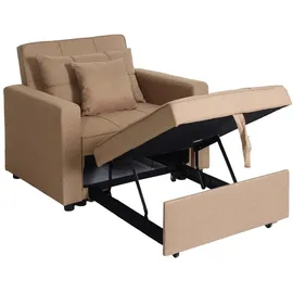 MCW Schlafsessel MCW-L90 Textil 101 x 90 x 197 cm Taupe mit Kissen