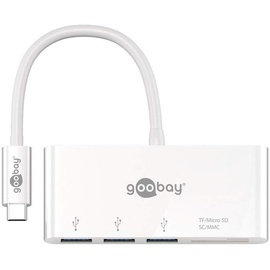 Wentronic Goobay weiß Dual-Cardreader, 3x USB-A 3.0/USB-C 3.0 [Stecker] (62097)