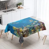 FANSU Rechteck Tischdecke Polyester 3D Unterwasserwelt Stil,Wasserdicht Tischwäsche Pflegeleicht Abwaschbar Tischtuch-Viele Größe Farbe Wählbar (Tropischer Fisch,100x140cm)