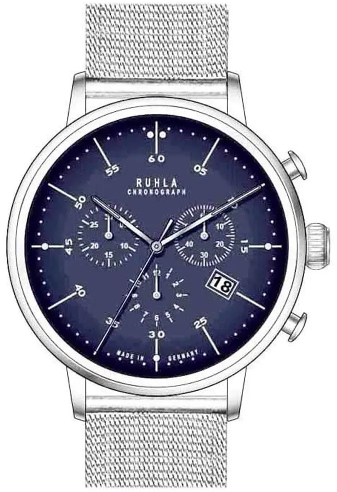 UMR Ruhla Herren Armbanduhr Chronograph 91205M Edelstahl Milanaiseband