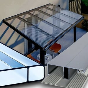 Terrassenüberdachung Doppelstegplatten Bausatz Acryl 16-96 Vertica  Alu-Gummi