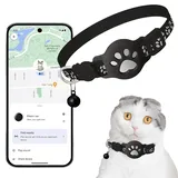 Katzenhalsband mit GPS für kleine Katze und Hund Nur Android, GPS Tracker Katze Ohne ABO, Keine monatlichen Gebühren, SIM-Karte, katzentracker kompatibel GOO- gle Find hub (Halsband + Tracker weiß)