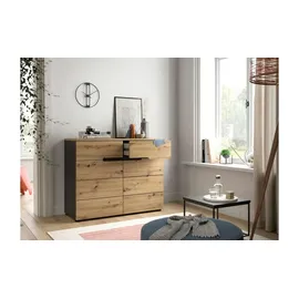 xonox.home Kommode Canu 100 x 81 x 40 cm Basaltgrau/Artisan
