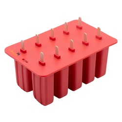 ZOLLNER24 Eisform, (12-tlg), BPA frei, für 10 Eis inkl. 10 Holzstäbchen rot