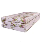 Klappmatratze 195x120x8cm, 3-teilige Faltmatratze, H2 Gästematratze , Camping Faltbare Kamping Bett, Waschbar Bezug, Erwachsene Klappbar, Reisematratze Schaumstoff Matratze (Blumenmuster Rosa)
