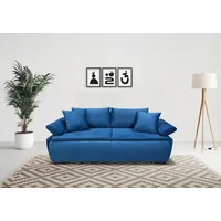 Schlafsofa INOSIGN "Romeo" Sofas Gr. B/H/T: 224cm x 48cm x 104cm, Samt, blau (marine) mit Boxspringaufbau, Bettfunktion & Bettkasten, Dauerschlafsofa