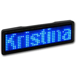 LED Name Tag, 11x44 Pixel, USB - Rahmen: schwarz - LED: blau