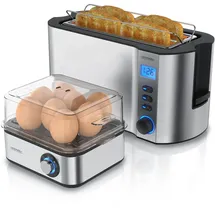 Arendo Langschlitz-Toaster Silber