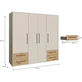 Forte Drehtürenschrank Mokkaris 205,9 x 200,1 x 58,8 cm Beige/Khaki