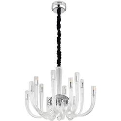 Pendelleuchte Kronleuchter Deckenlampe Hängelampe Metall Chrom 12 Flammig