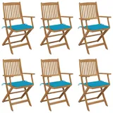 vidaXL Klappbare Gartenstühle 6 Stk. mit Kissen Massivholz Akazie
