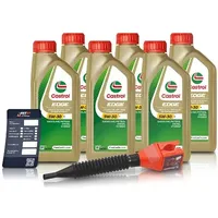 Castrol 6x 1 L EDGE 5W-30 M + Ölwechsel-Anhänger + Einfülltrichter [Hersteller-Nr. 15F6DA]
