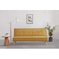 Schlafsofa INOSIGN "MENDOTA, 181 cm, 3-Sitzer mit Schlaffunktion" Sofas Gr. B/H/T: 181cm x 84cm x 84cm, Webstoff, gelb (senfgelb) verstellbarer Rückenlehne, Klappmechanismus