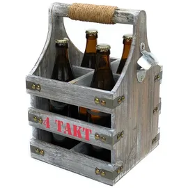 DanDiBo Ambiente Bierträger mit Flaschenöffner 4 Takt 21 x 32 x 21 cm Holz
