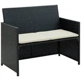 ZQQLVOO Sessel Loungesofa Gartenbank,Gästebett Bettsofa,Fußhockern Gartenliege 2-Sitzer-Gartensofa mit Polstern Schwarz Poly Rattan,Geeignet für Gartenrasen-Schwimmbad