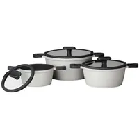 Mulex Kochtopfset, Grau, Metall, Rund, antihaftbeschichtet, Kochen, Töpfe, Topfsets