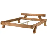 MASSIVMOEBEL24.DE Balkenbett 140x200 Wildeiche natur geölt BERGEN #140