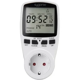 Sygonix 1625525 Steckdosen-Zeitschaltuhr digital Wochenprogramm 3680 W Timer-Funktion, START/STOPP-Funktion, Zufallsfunktion