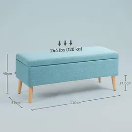 Homcom Sitzbank mit Stauraum Leinenoptik, Sitztruhe mit Holzbeine, Truhenbank für Wohnzimmer Schlafzimmer Flur 110 x 39 x 45 cm, Esszimmer, Bänke, Sitzbänke
