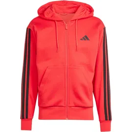 adidas Essentials 3-Streifen Herren Kapuzensweater, rot - M